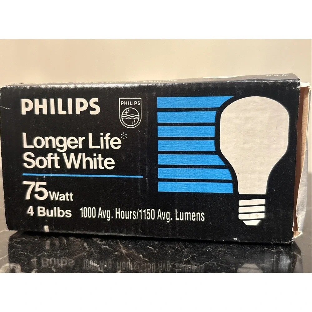 Philips 75W Soft White Longer Life Light Bulbs  2 Packs- 8 Bulbs- New